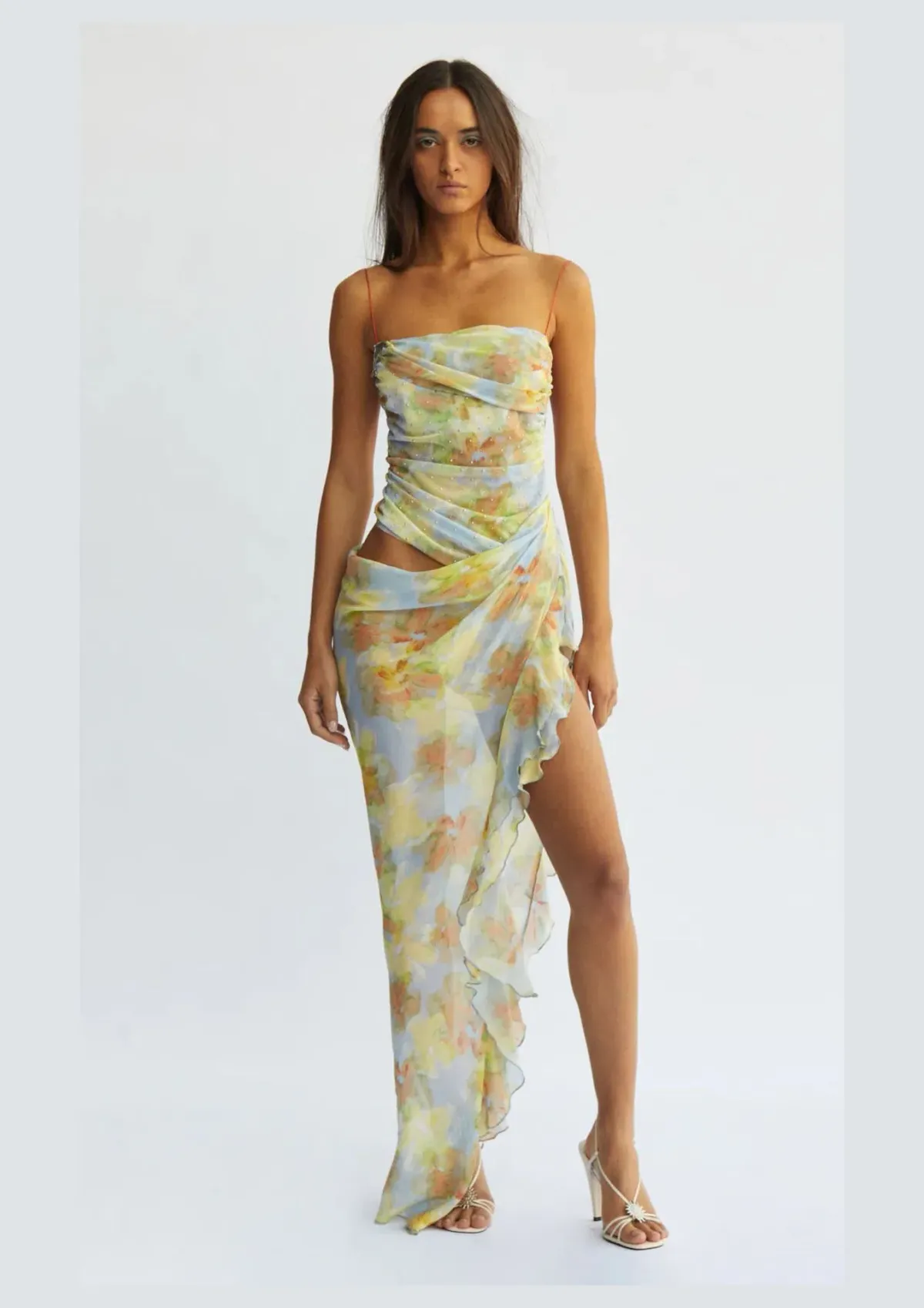 Bec & Bridge Zephy Asym Midi Dress Floral Size AU 8 - Image 1