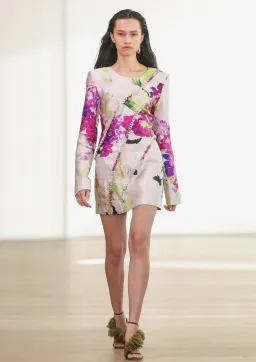 Aje Arbour Whipstitch Mini Dress Wild Hydrangea Floral Size 10 for rent on The Volte - image 2