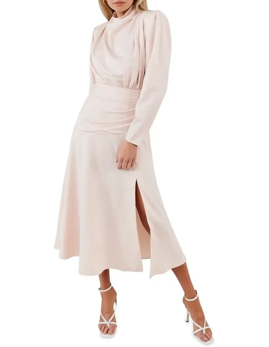 MISHA Simona Midi Dress Blush Size 8/S for rent on The Volte - main image