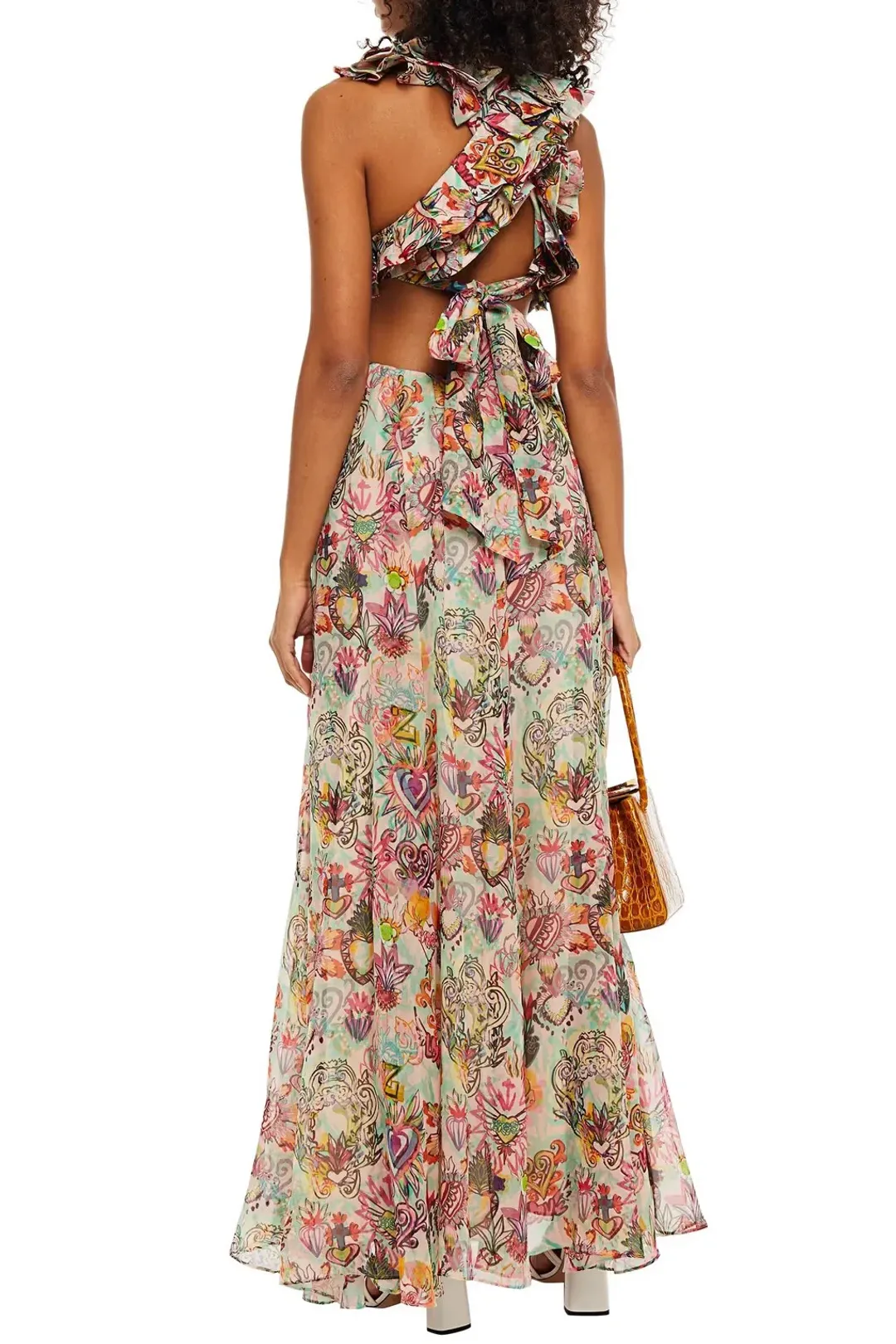 Zimmermann The Lovestruck Ruffle Maxi Dress Flaming Hearts Print Size 1 / Au 10 for rent on The Volte - main image