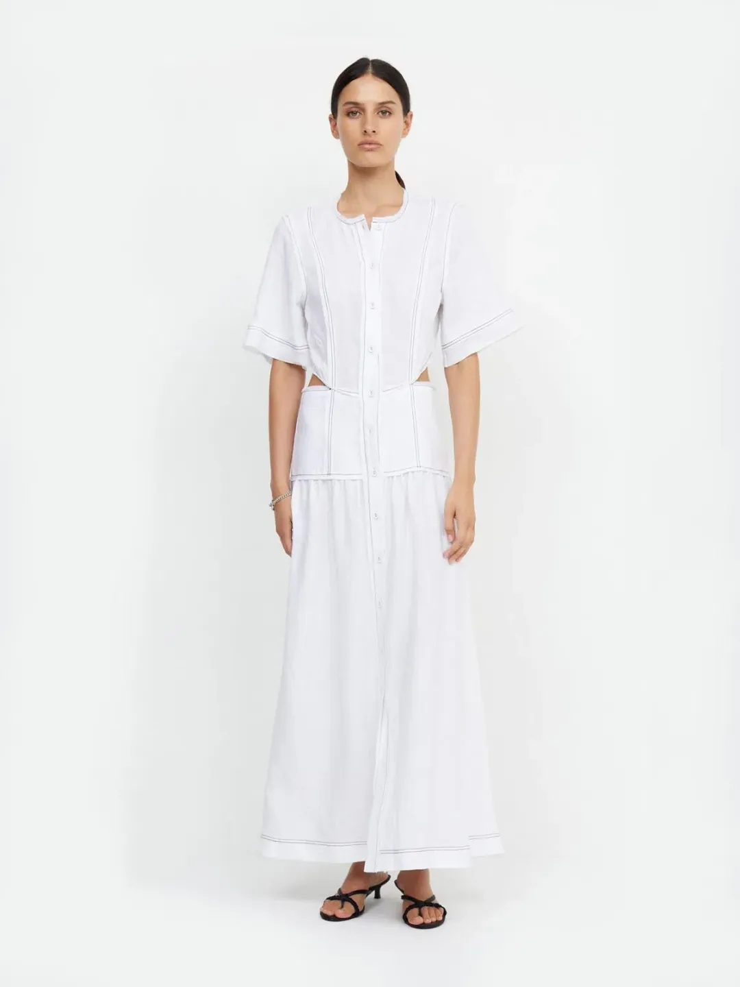 Bec & Bridge Cassie Short Sleeve Maxi Dress in Ivory Size 12 for rent on The Volte - main image