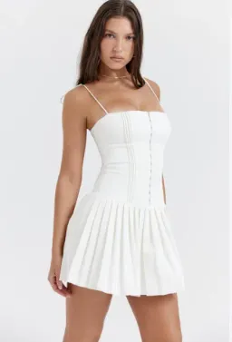 House of CB Marcy Pleated Mini Dress White Size S / AU 8 for rent on The Volte - image 2