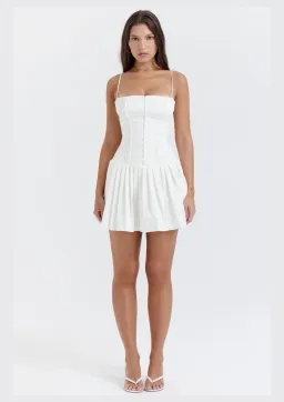 House of CB Marcy Pleated Mini Dress White Size S / AU 8 for rent on The Volte - image 1