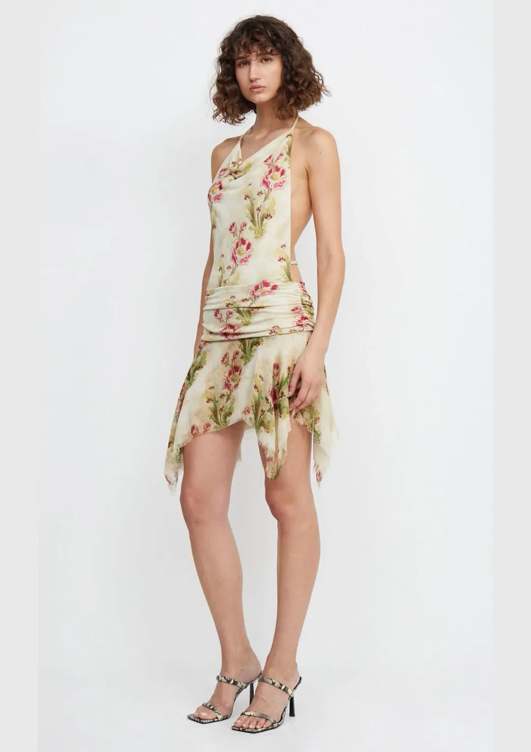 Bec & Bridge Monette Halter Mini Backless Dress In Genevieve Floral Size AU 8 for rent on The Volte - main image