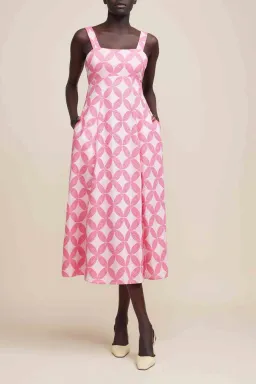 Acler Tate Midi Dress in Pink Mix Size 12 for rent on The Volte - image 1