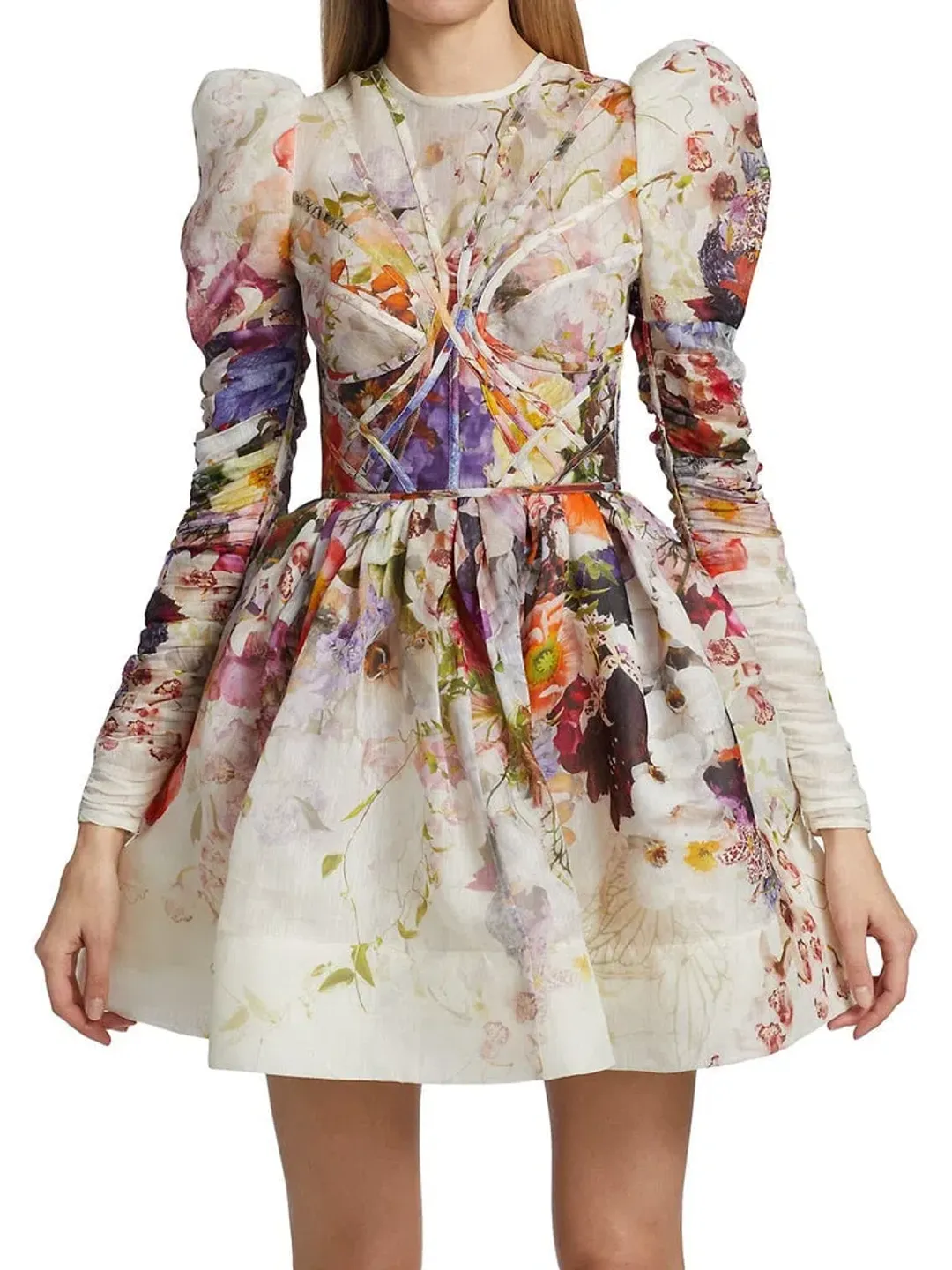 Zimmermann Prima Panelled Mini Dress Floral Size 0 / AU 6 or 8 for rent on The Volte - main image