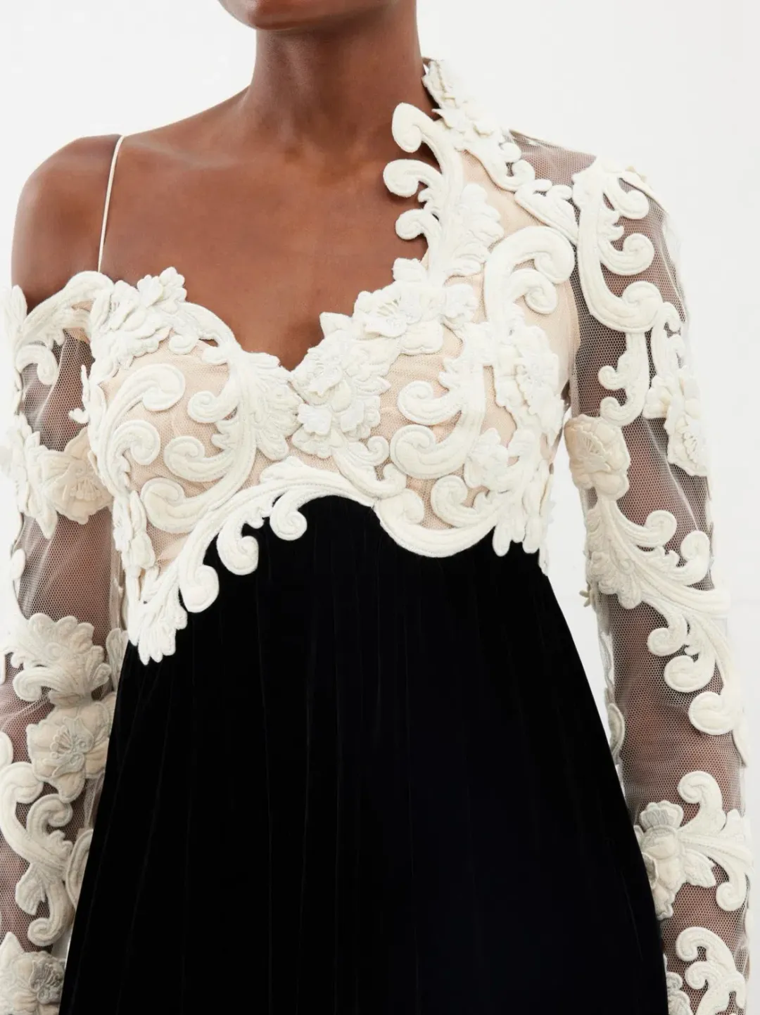 Zimmermann Sensory Velvet Bodice Gown Black/White Size 3 / AU 14 for rent on The Volte - main image