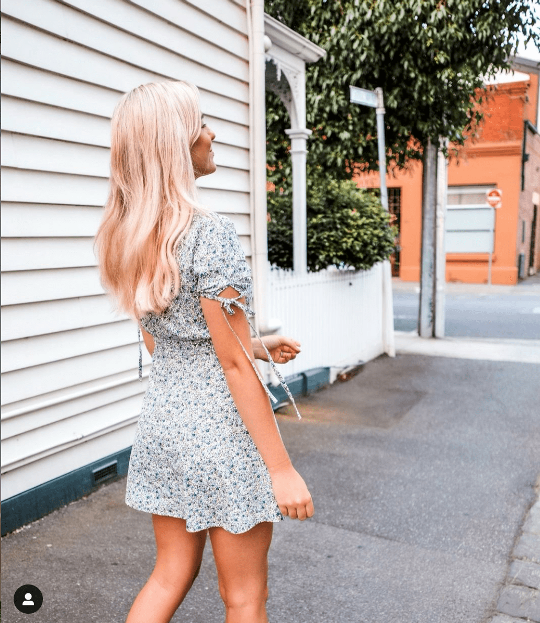 By Nicola Manhattan Dress in Blue Floral Ivy Size 8 for rent on The Volte - main image