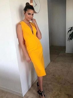Acler Fincher Dress Citrus Yellow Size 8 for rent on The Volte - image 4