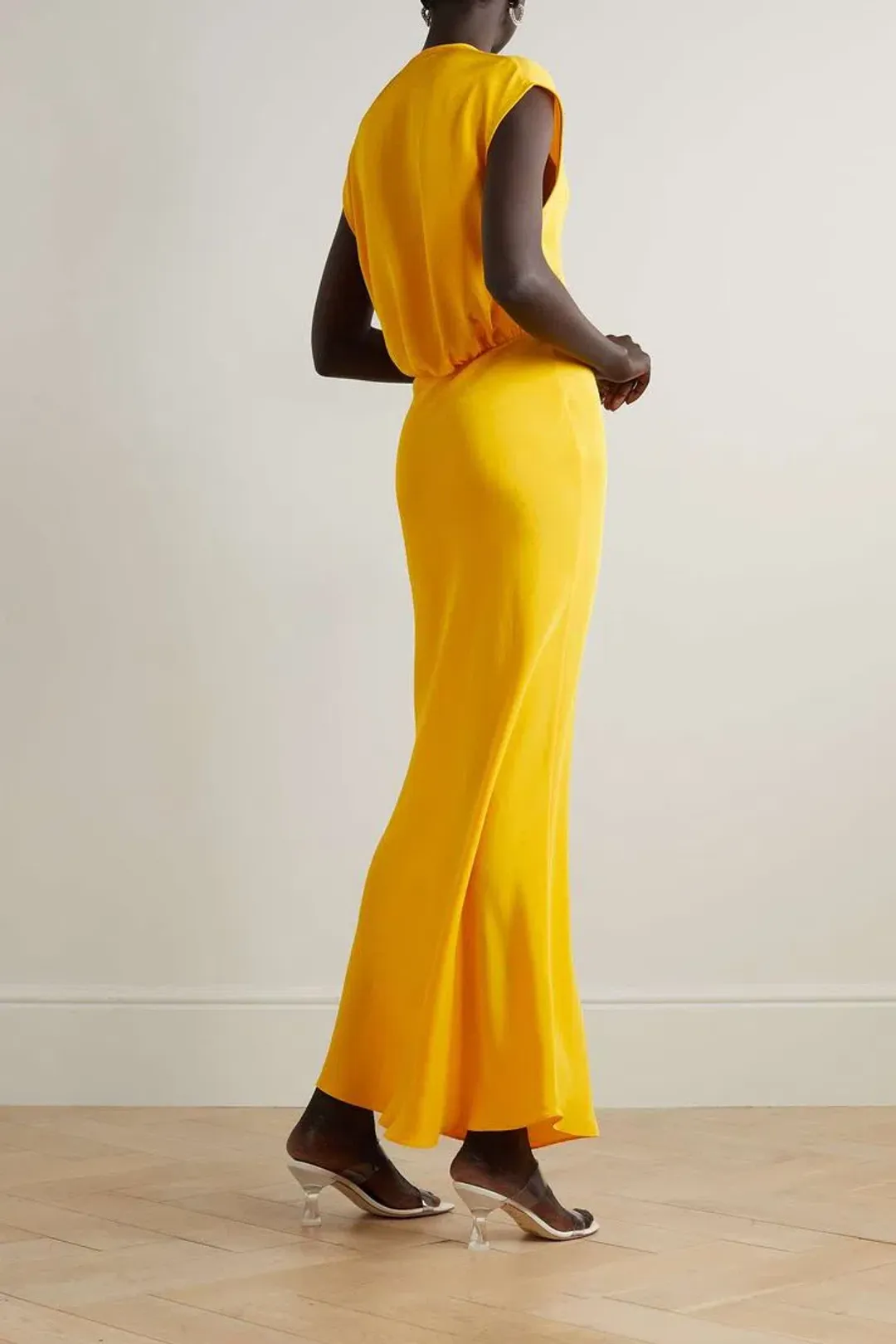 Christopher Esber Triquetra Cutout Silk-satin Maxi Dress Yellow Size 10 for rent on The Volte - main image