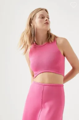 Aje Elm Braided Knit Tank Top & Petal Knit Midi Skirt Set Rose Size 6 for rent on The Volte - image 3