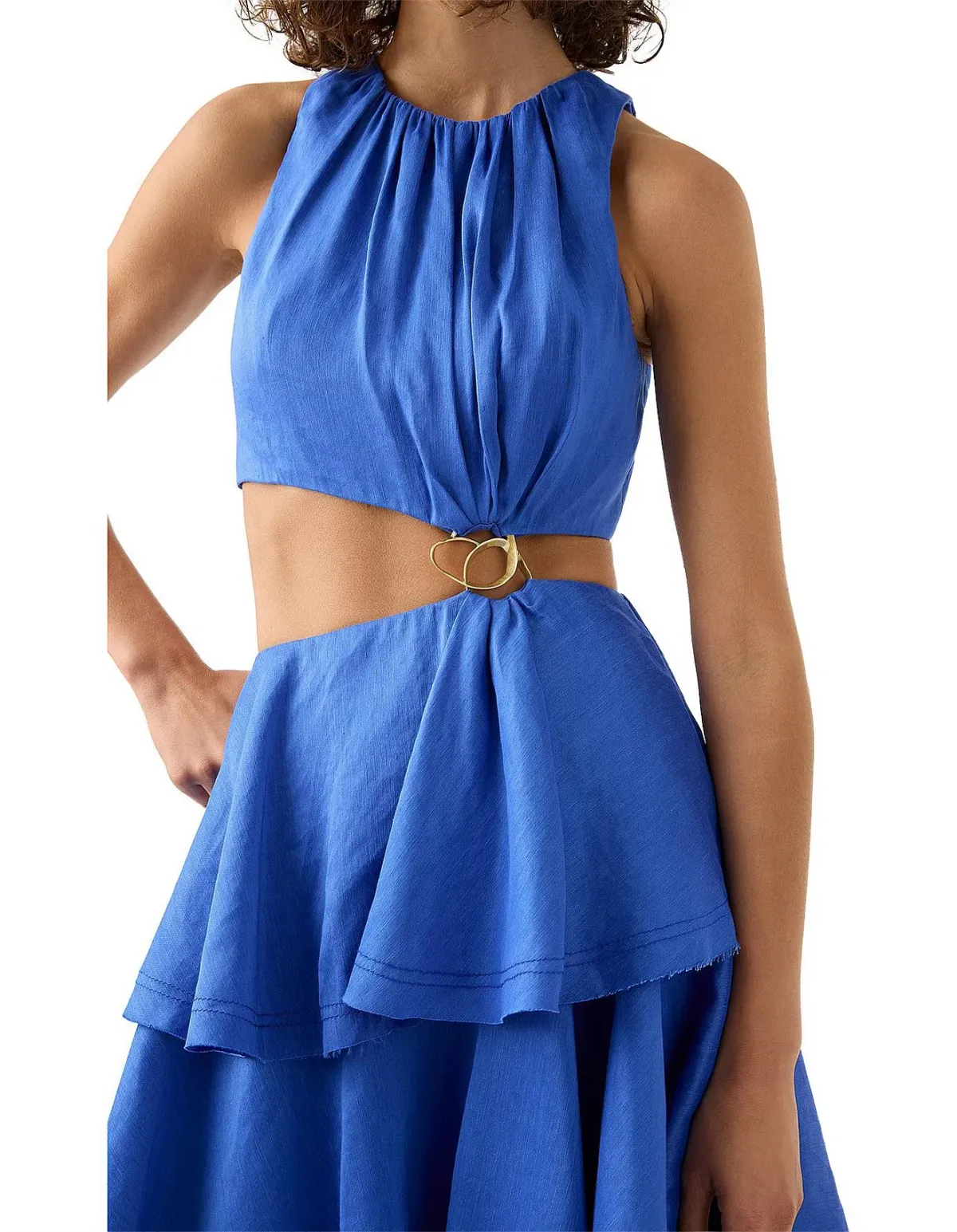 Aje Wave Cut Out Ring Midi Dress Blue Size 12 - Image 3