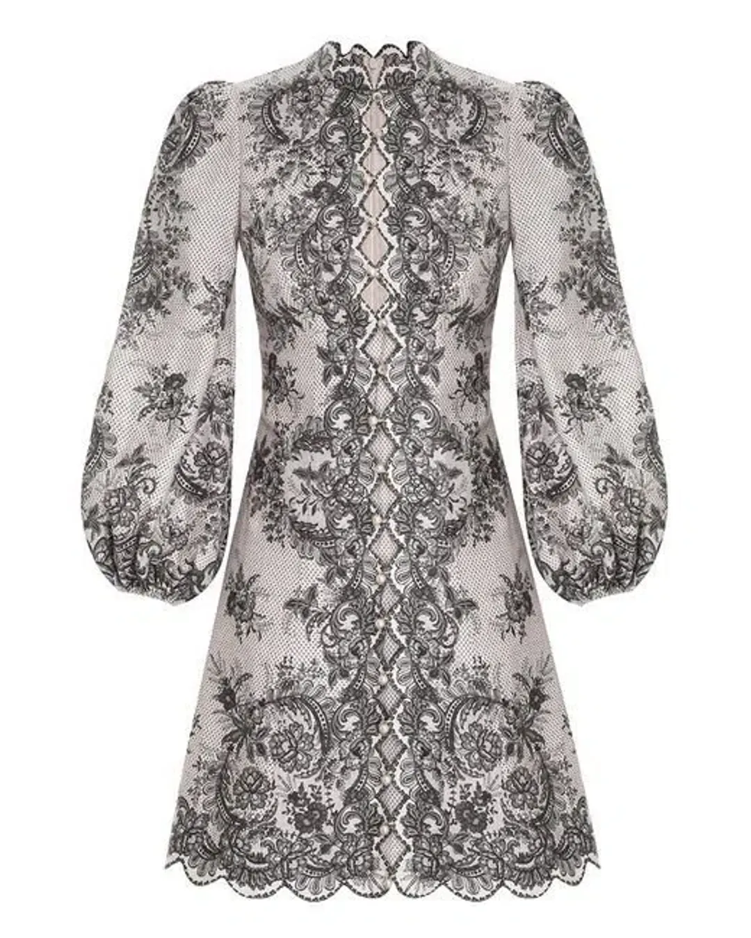 Zimmermann Dancer Scalloped Mini Dress in Black Lace Size 1 / AU 10 for rent on The Volte - main image