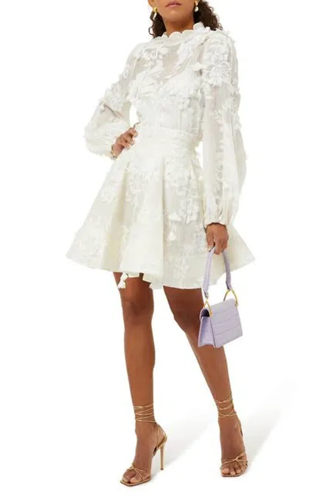 Zimmermann Postcard Blouson Top And Postcard Appliqué Mini Skirt Set Ivory Floral Size 1 / AU 10 for rent on The Volte - main image