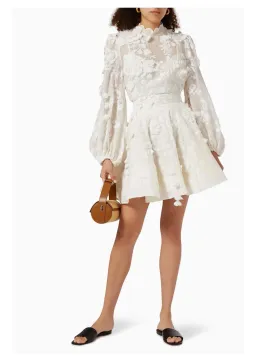 Zimmermann Postcard Blouson Top And Postcard Appliqué Mini Skirt Set Ivory Floral Size 1 / AU 10 for rent on The Volte - image 1