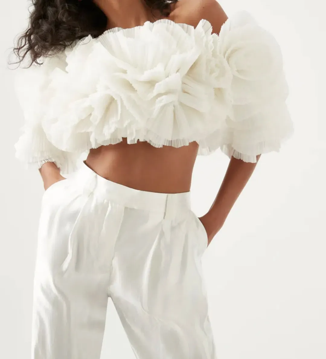 Aje Expressive Pleated Top Ivory Size 12 for rent on The Volte - main image