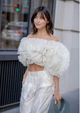 Aje Expressive Pleated Top Ivory Size 12 for rent on The Volte - image 2