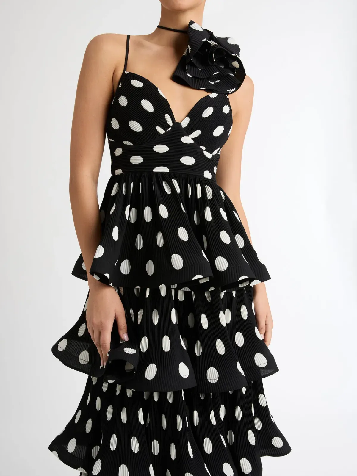 Sheike Julia Tiered Polka Dot Dress Print Size 6 - Image 2