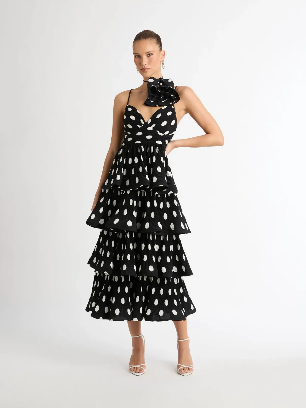 Sheike Julia Tiered Polka Dot Dress Print Size 6 - Image 1
