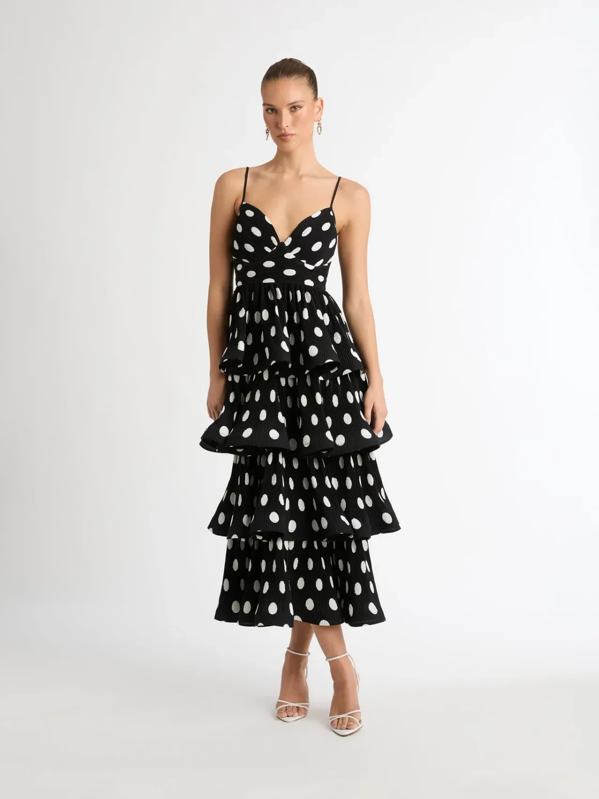 Sheike Julia Tiered Polka Dot Dress Print Size 6 - Image 4
