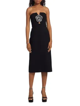 Rebecca Vallance Yvonne Rhinestone Flower Midi-Dress Black Size 6 for rent on The Volte - image 2