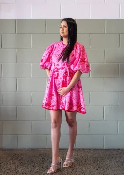 Zimmermann Linen Day Mini Dress Pink Graffiti Size 3/Au 14 for rent on The Volte - image 2