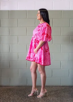 Zimmermann Linen Day Mini Dress Pink Graffiti Size 3/Au 14 for rent on The Volte - image 3