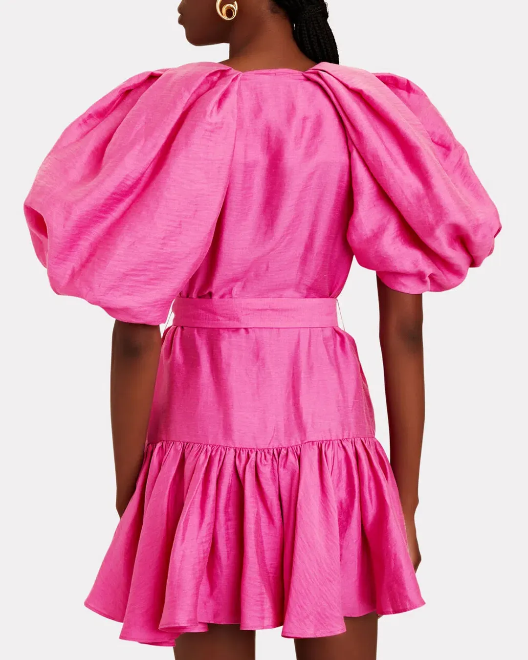 Acler Wheatland Puff Sleeve Dress Flamingo Pink Size 12 for rent on The Volte - main image