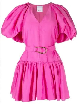 Acler Wheatland Puff Sleeve Dress Flamingo Pink Size 12 for rent on The Volte - image 4