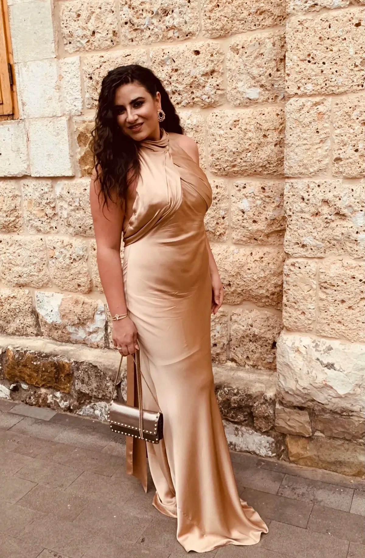 Rachel Gilbert Audrey Halterneck Dress Champagne Size 14 - Image 4