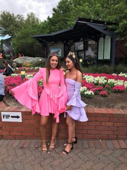 Alex Perry Ridgley Satin Crepe Long Sleeve Ruffle Mini in Pink Size 8 for rent on The Volte - image 3