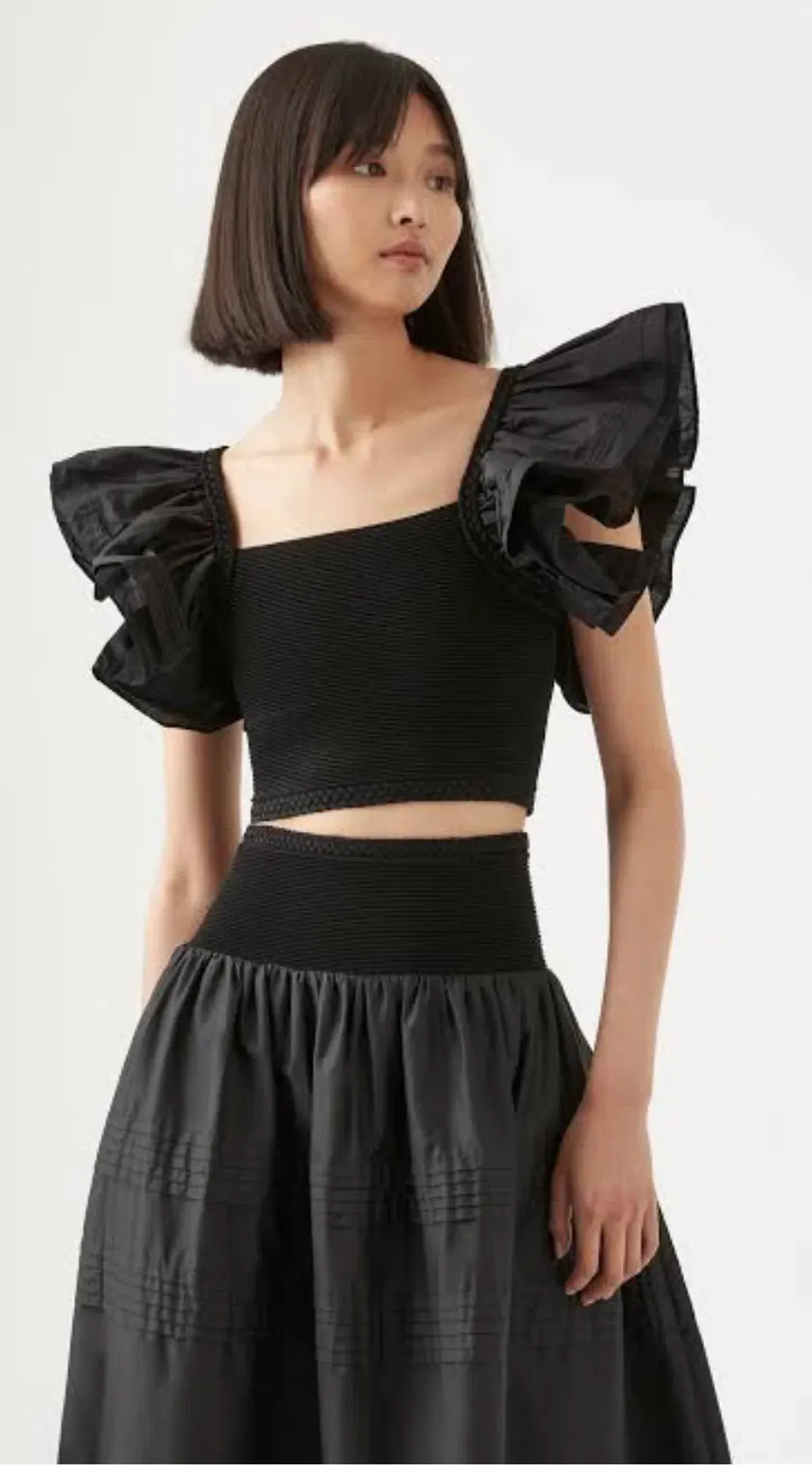 Aje Corinne Knit Bodice Crop Top and Rosalie Knit Waist Midi Skirt Set in Black Size XL / AU 16 - Image 4