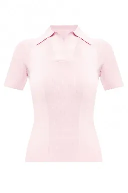 Jacquemus Ribbed Polo Top With Open Back Pink Size 32 / AU 4 for rent on The Volte - image 4