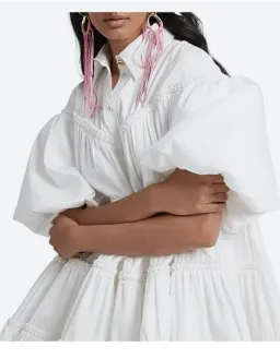 Aje Casabianca Puff Sleeve Shirt Smock Dress White Size 4 for rent on The Volte - image 4