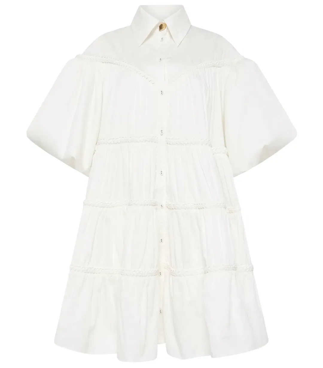 Aje Casabianca Puff Sleeve Shirt Smock Dress White Size 4 for rent on The Volte - main image