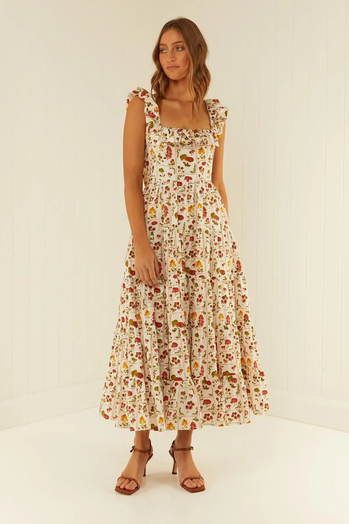 Palm Noosa Leon Dress in Tomato Tiles Print Size 6 - Image 3