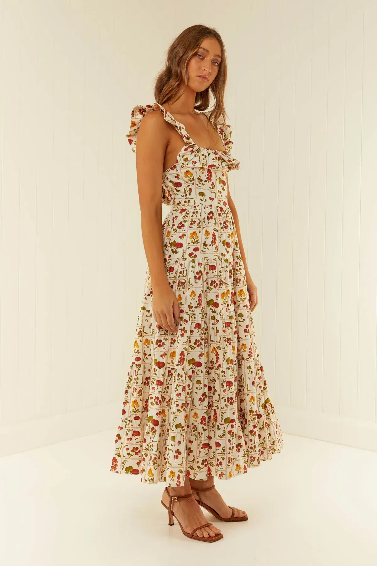 Palm Noosa Leon Dress in Tomato Tiles Print Size 6 - Image 4