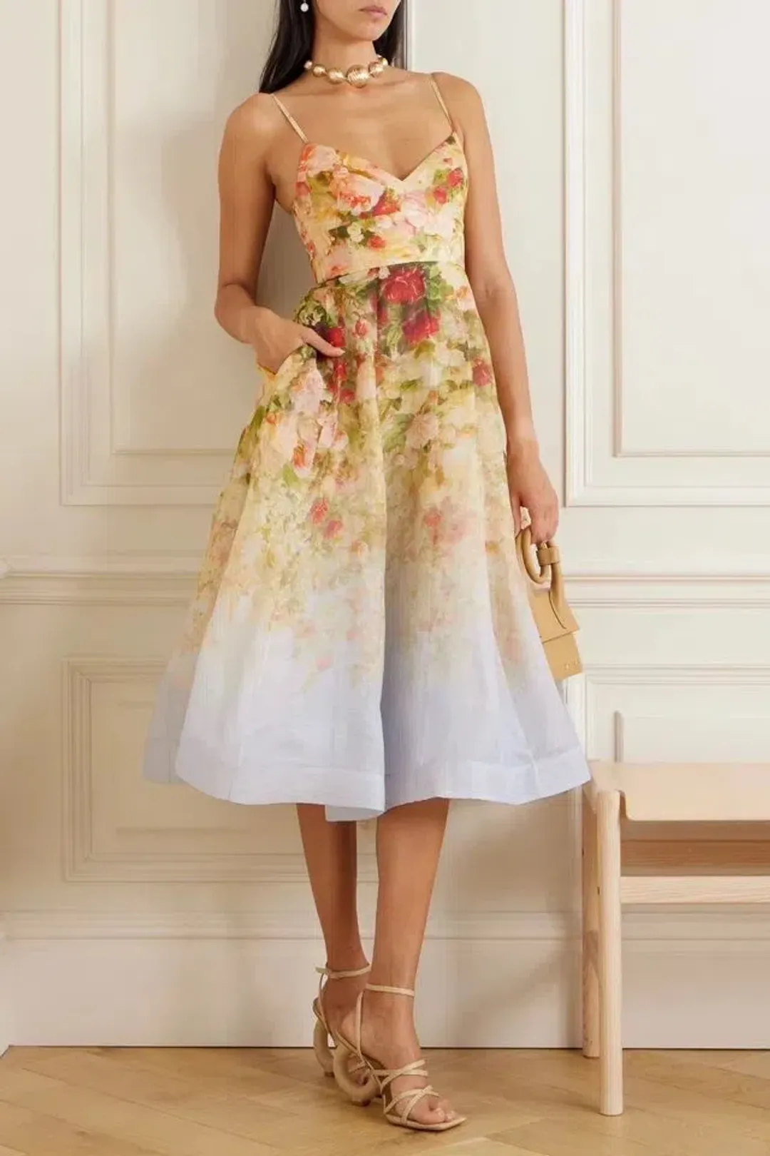 Zimmermann The Luminosity Picnic Dress in Rosy Garden Print Size 0/ AU 6 for rent on The Volte - main image