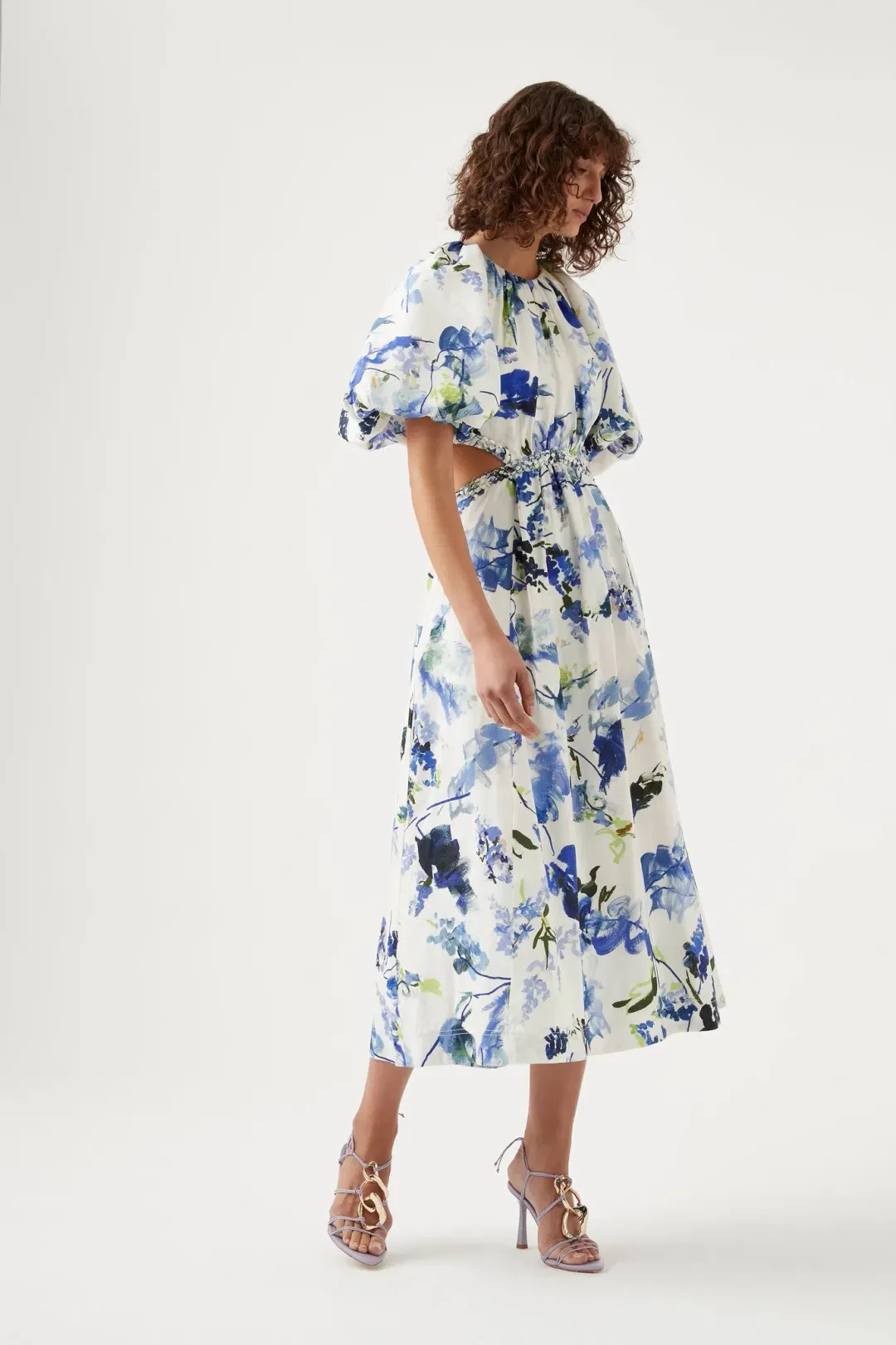 Aje Capucine Puff Sleeve Midi Dress Lavenders of Provence Size 14 for rent on The Volte - main image