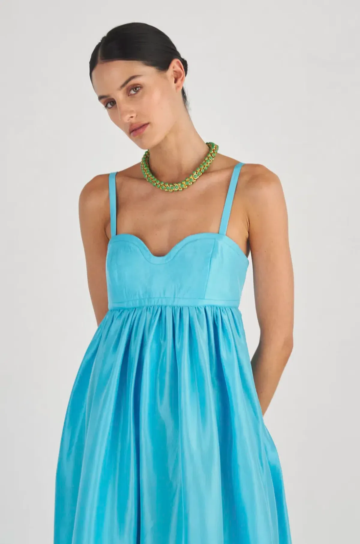 Oroton Bodice Detail Gown Lake Blue Size 12 - Image 3