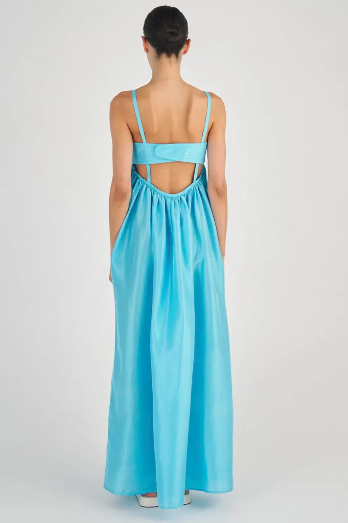 Oroton Bodice Detail Gown Lake Blue Size 12 - Image 4