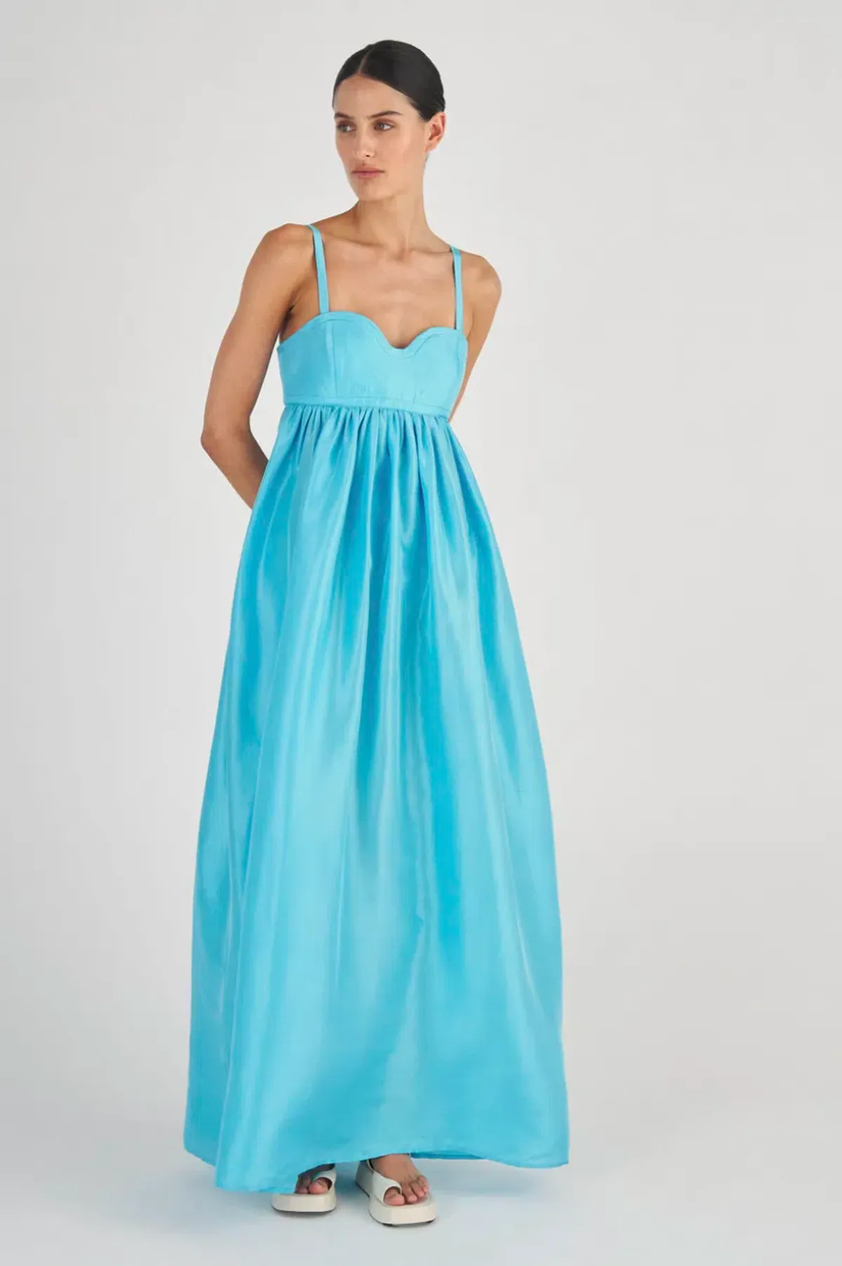 Oroton Bodice Detail Gown Lake Blue Size 12 - Image 1