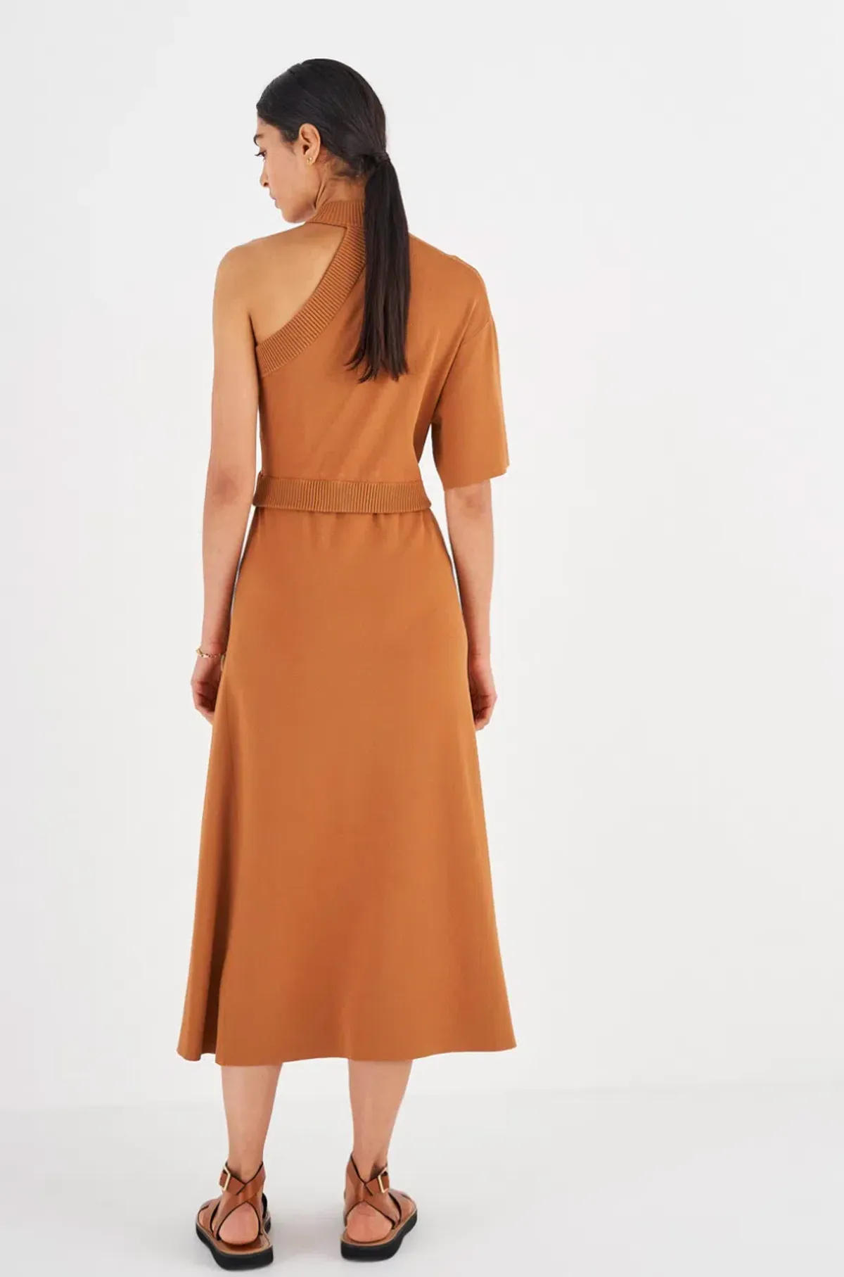 Oroton Asymmetric Dress in Toffee Size M / AU 10 - Image 4