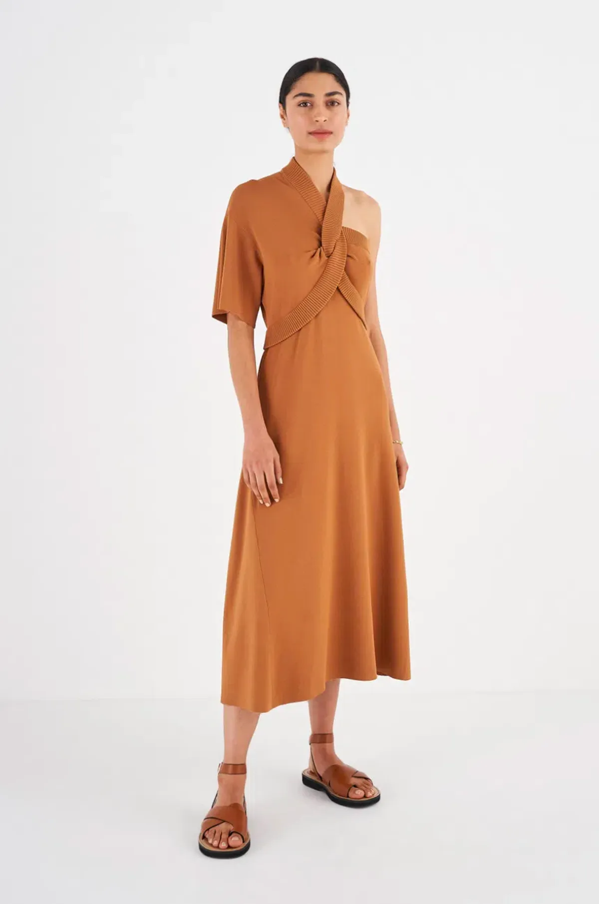 Oroton Asymmetric Dress in Toffee Size M / AU 10 - Image 1