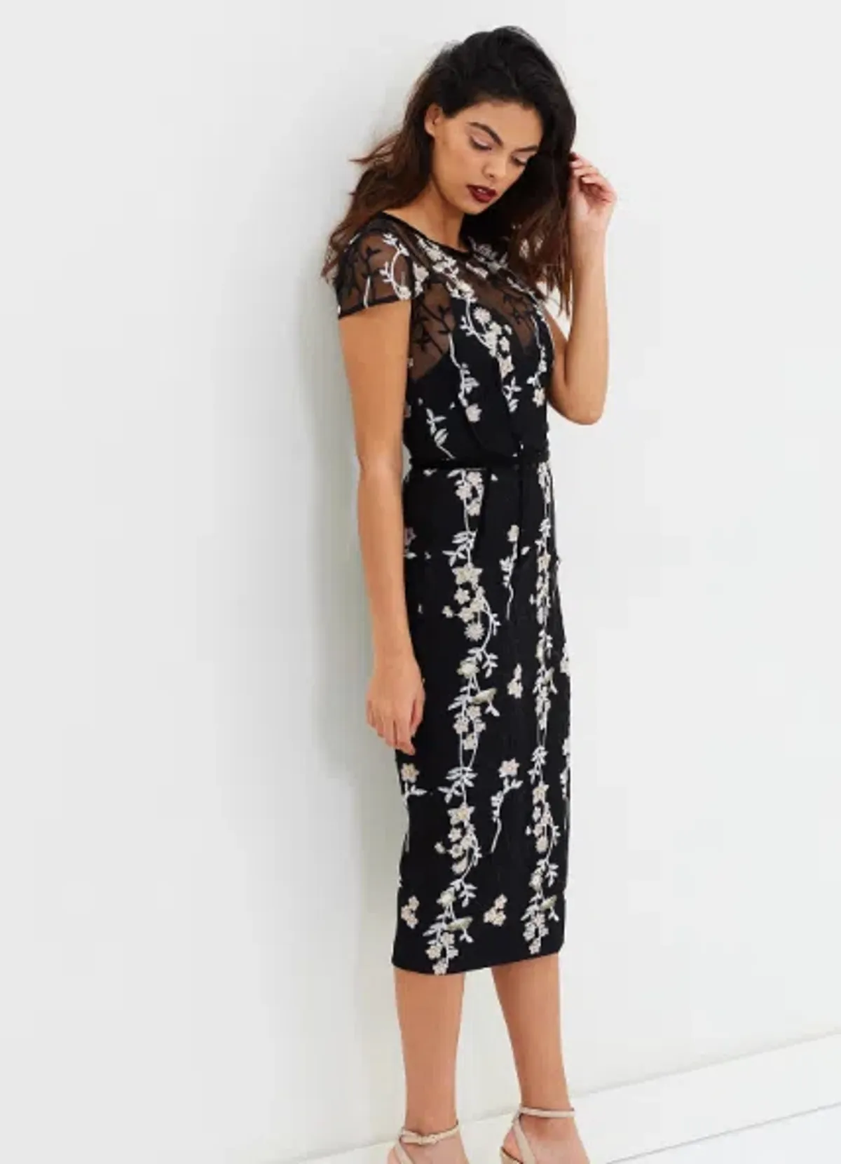 Bronx & Banco Flower Embroidery Midi Dress Size XL/Au 14 - Image 2