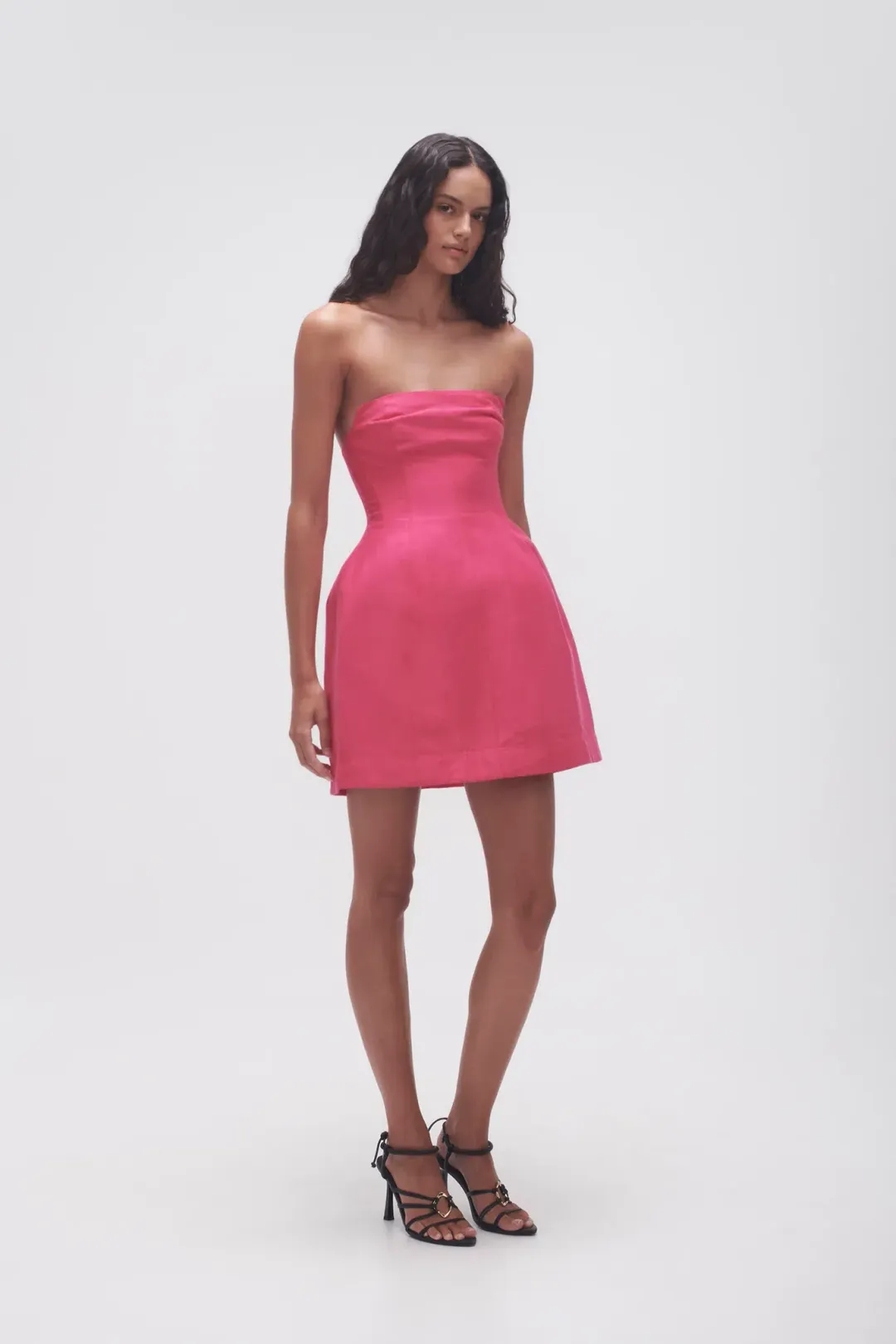 Aje Baret Strapless Mini Dress Hot Pink Size 10 for rent on The Volte - main image