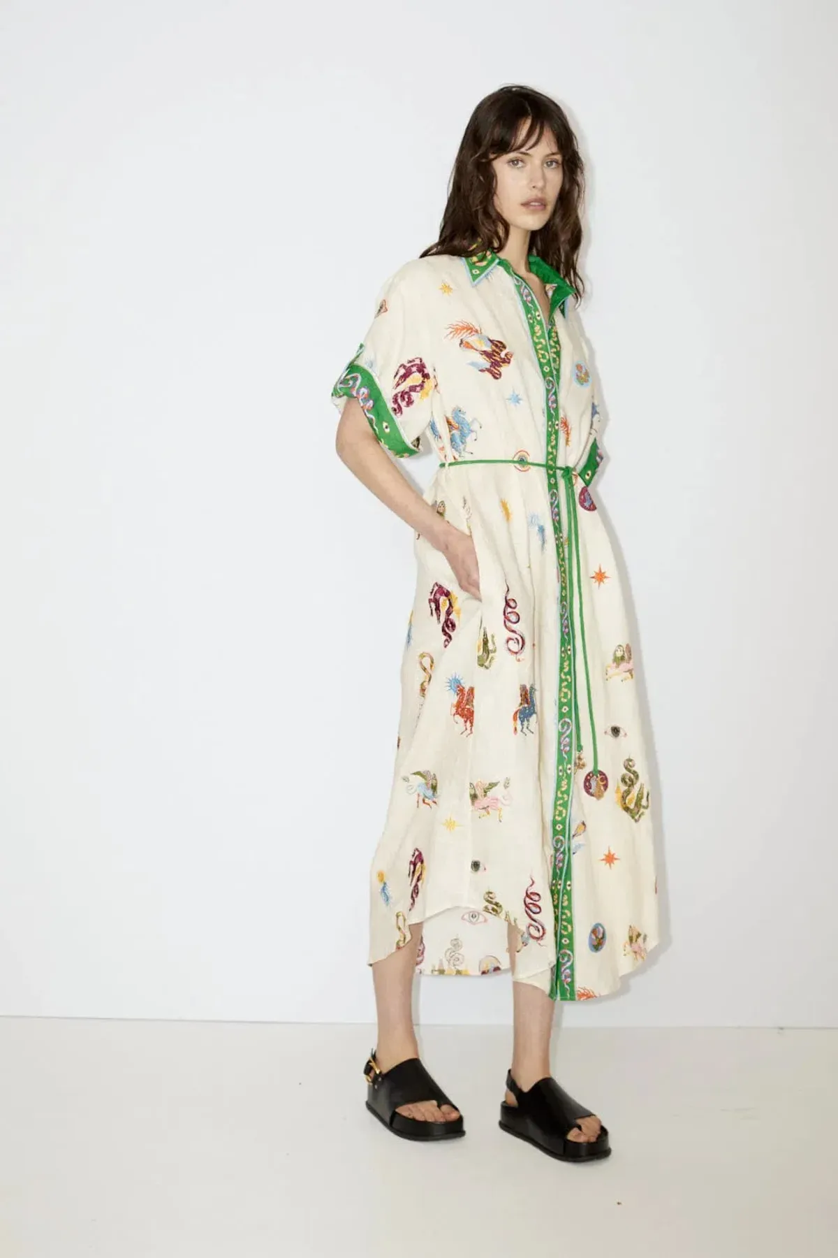 Alemais Seeker Embroidered Shirt Dress Print Size 10 for rent on The Volte - main image