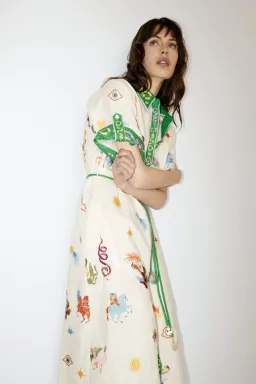 Alemais Seeker Embroidered Shirt Dress Print Size 10 for rent on The Volte - image 2
