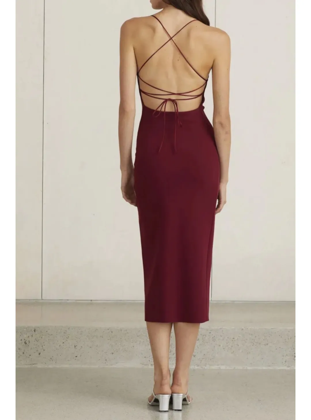 Bec & Bridge Lea Tie Back Dress Burgundy AU 10 for rent on The Volte - main image