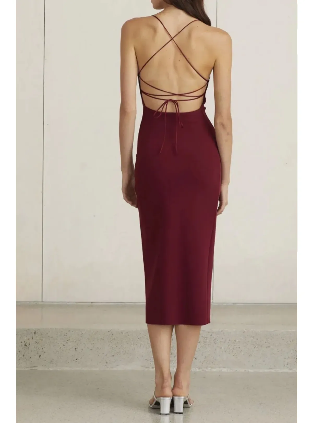 Bec & Bridge Lea Tie Back Dress Burgundy AU 10 - Image 2